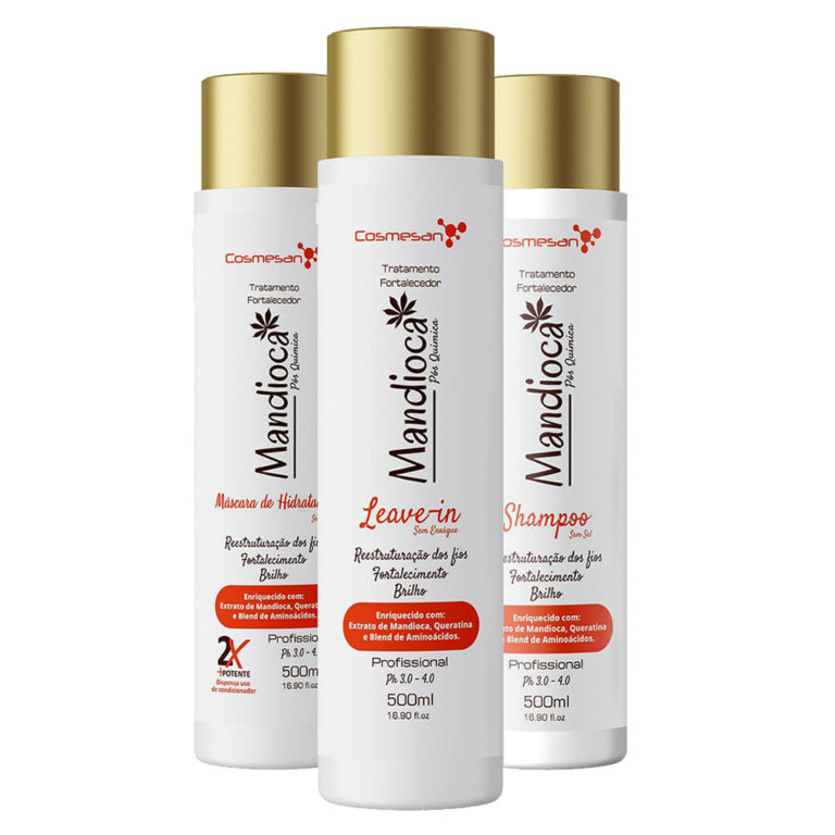 Kit Fortalecedor Mandioca – Pós Química -Shampoo + Máscara + Leave-in